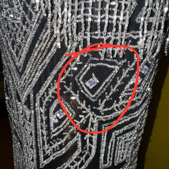 ASOS EDITION beaded fringe and sequin bodycon midi dress in black - Picture 12 of 15